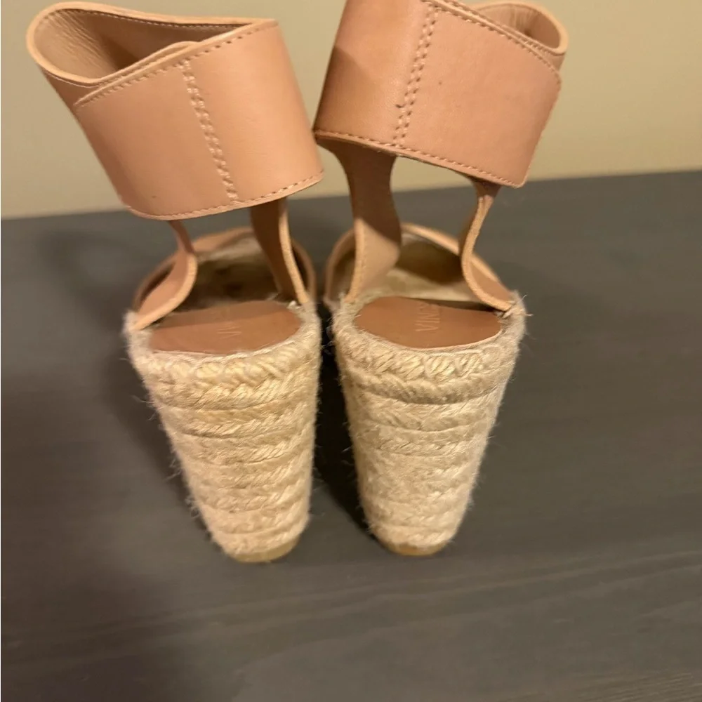 Vince Sophie Women's Nude Leather Wedge Espadrilles